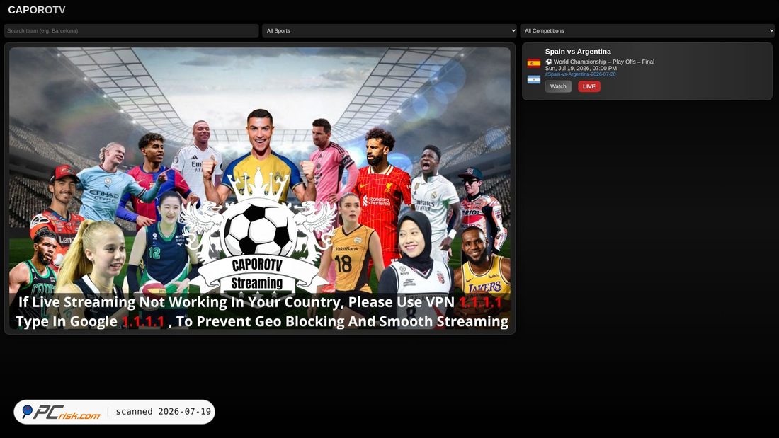 Screenshot of caporotv.sbs