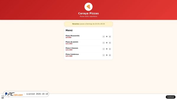 Captura de ecrã de carayapizzasmenu.netlify.app