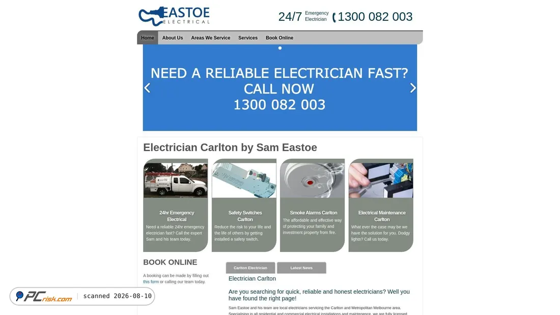 Screenshot of carltonelectrician.com.au