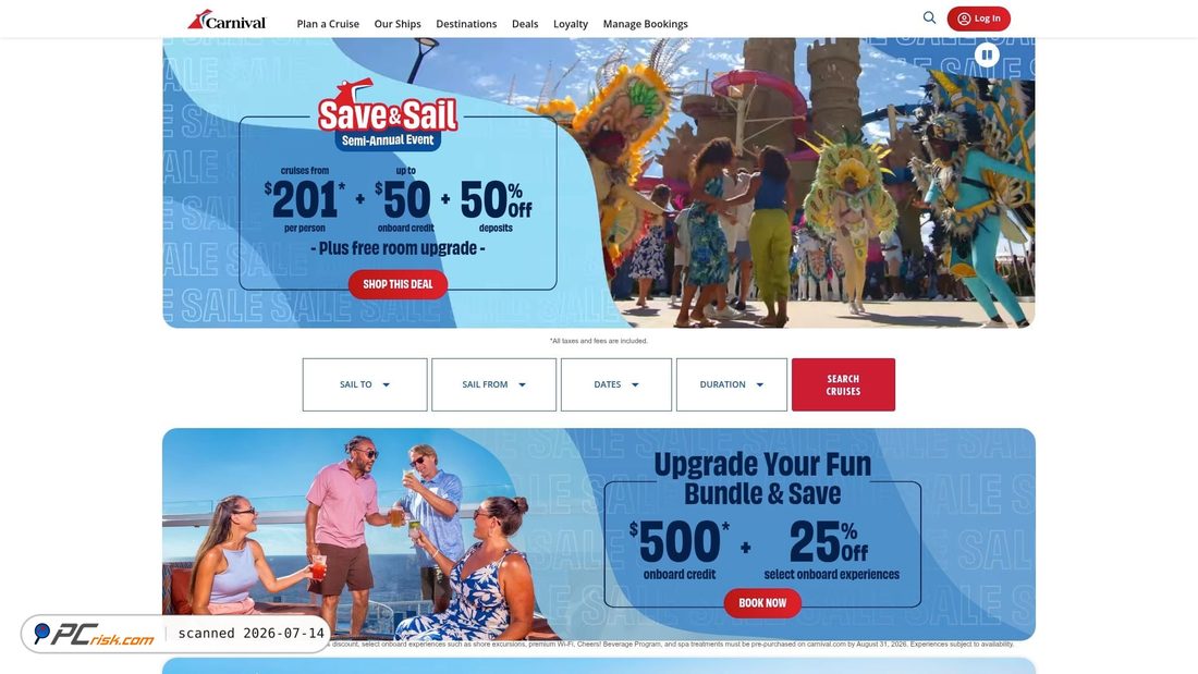 Screenshot of carnival.com
