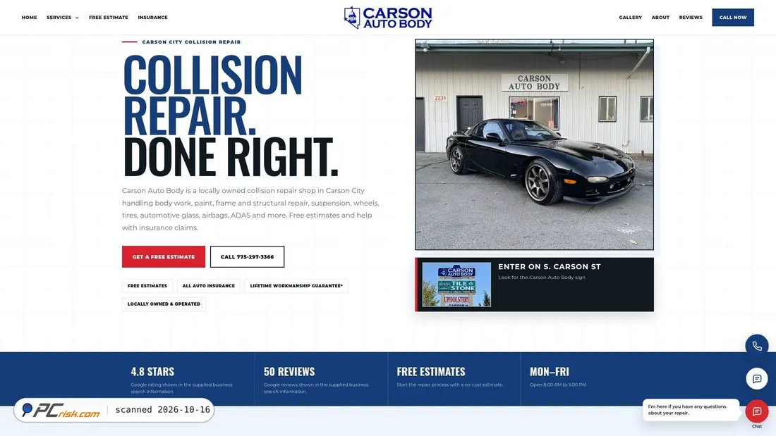 Captura de ecrã de carsonautobody.net