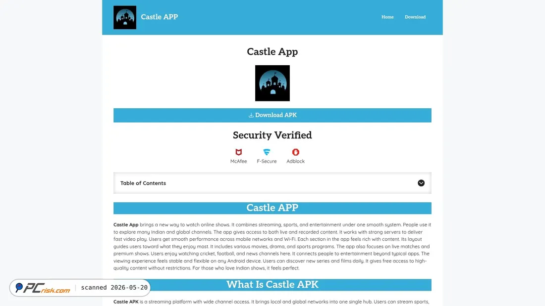 Screenshot of castle.tv.in