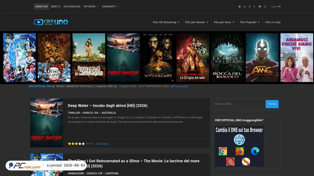 Screenshot of cb01uno.bond