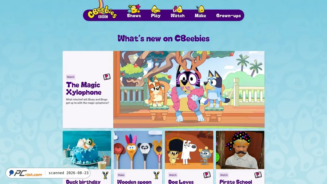 Screenshot of cbeebies.com