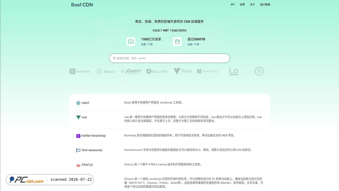 Screenshot of cdn.bootcss.com