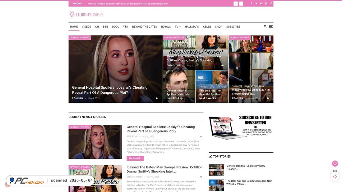 Captura de pantalla de celebratingthesoaps.com