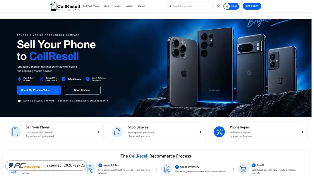 Captura de ecrã de cellresell.ca