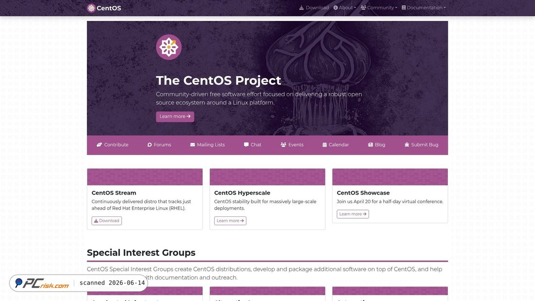 Screenshot of centos.org