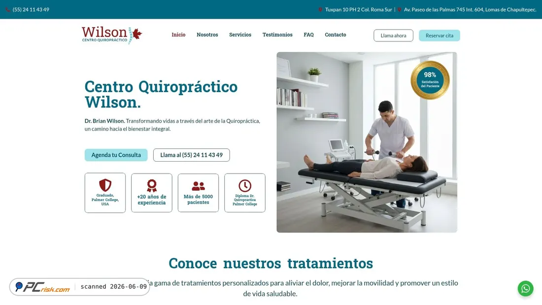 Screenshot of centroquiropracticowilson.com