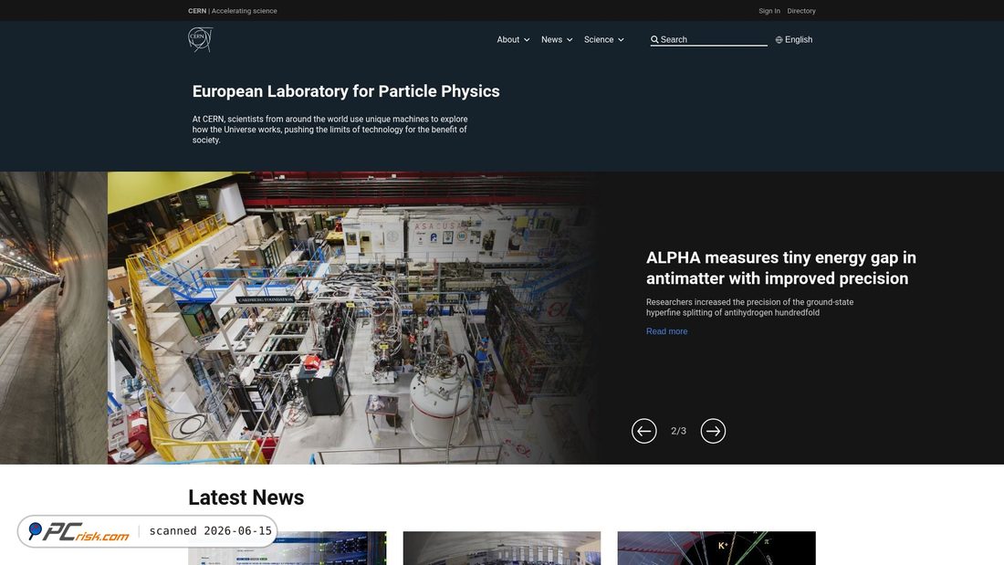 Screenshot of cern.ch