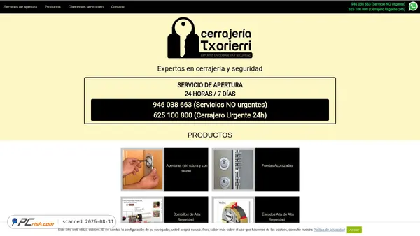 cerrajeriatxorierri.com screenshot
