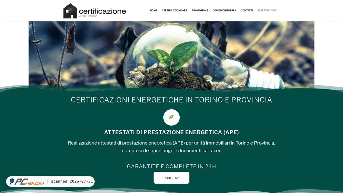 Screenshot of certificazioneapetorino.it