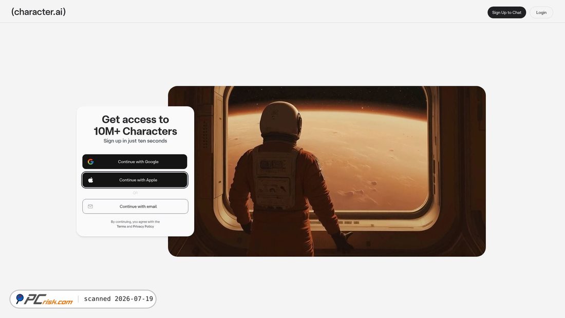Screenshot von character.ai