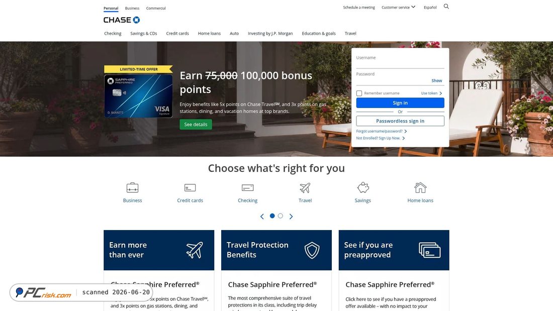 Screenshot of chase.com