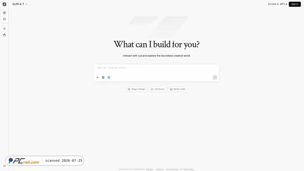 chat.z.ai screenshot
