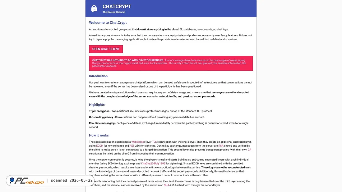 Screenshot of chatcrypt.com