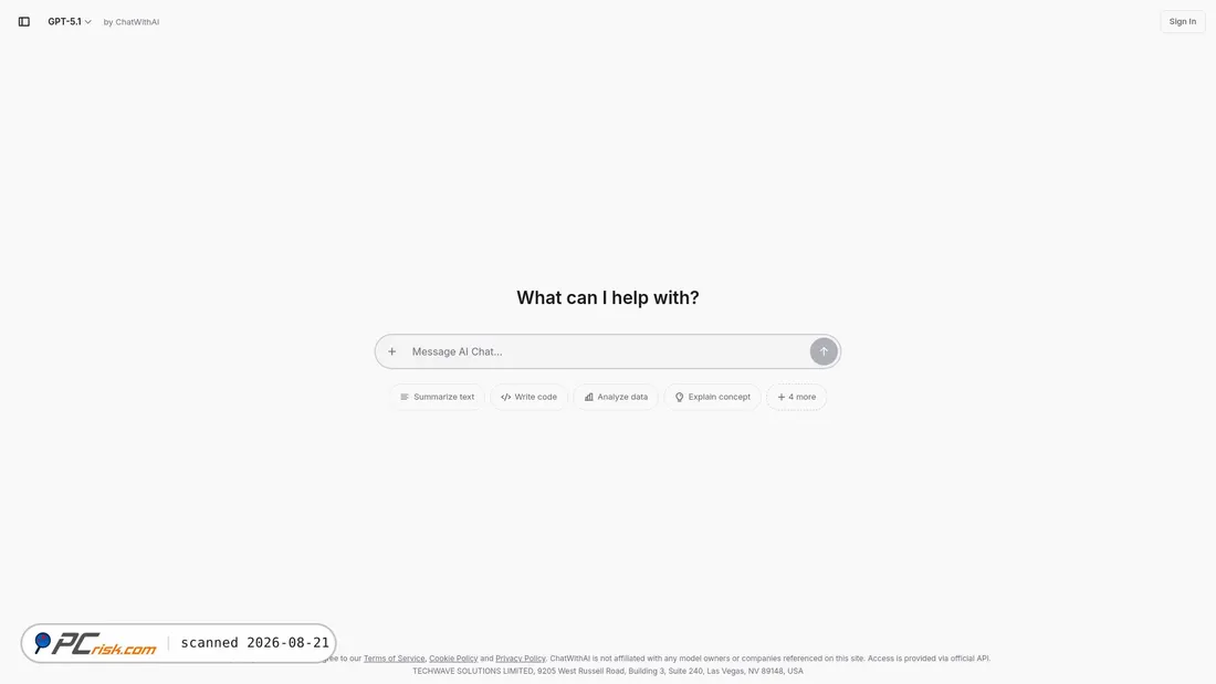 Zrzut ekranu chatwithai.app