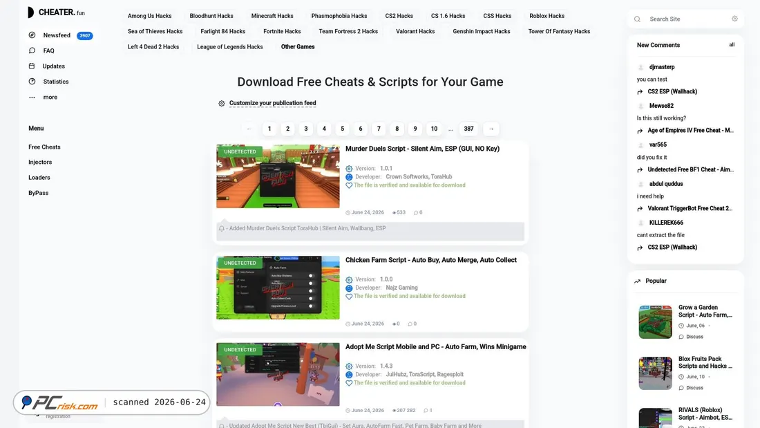Screenshot of cheater.fun