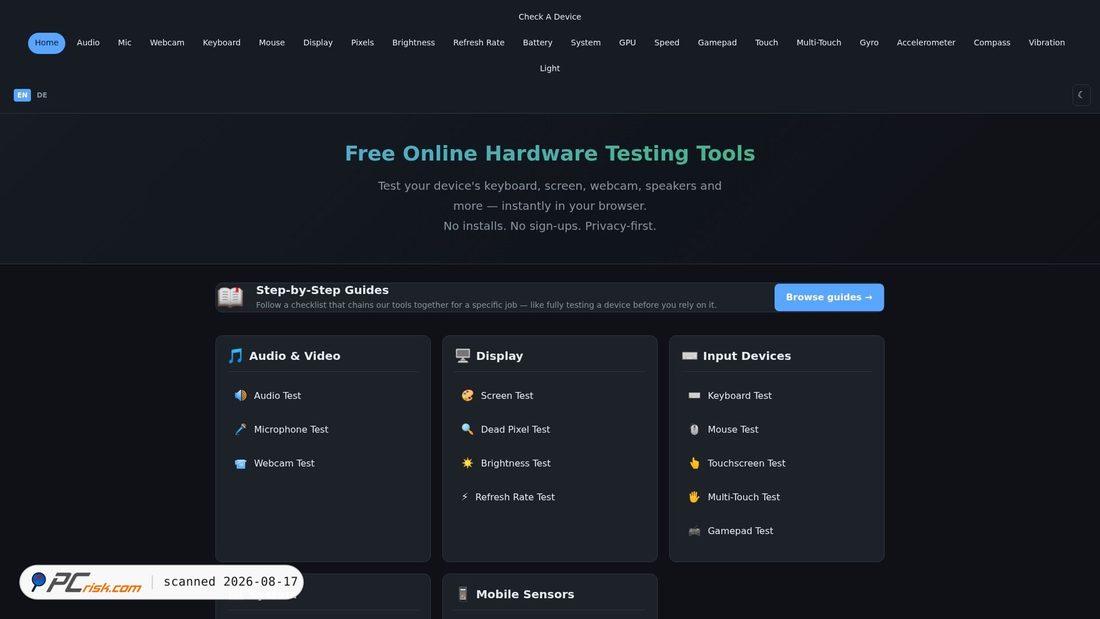 Screenshot di checkadevice.com
