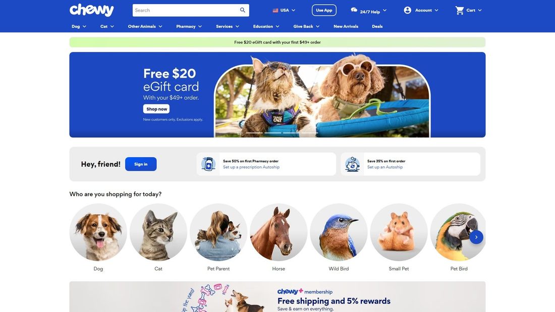Screenshot di chewy.com