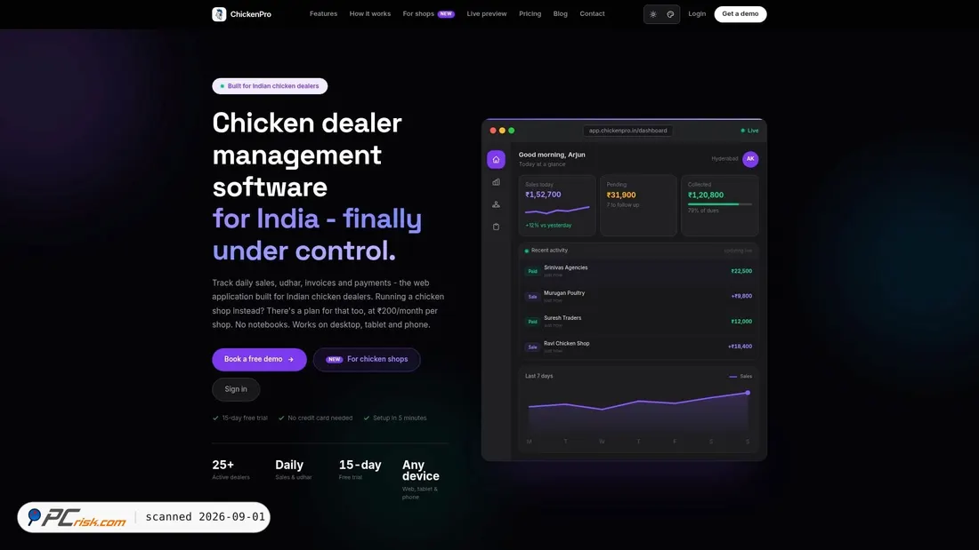 Captura de ecrã de chickenpro.in