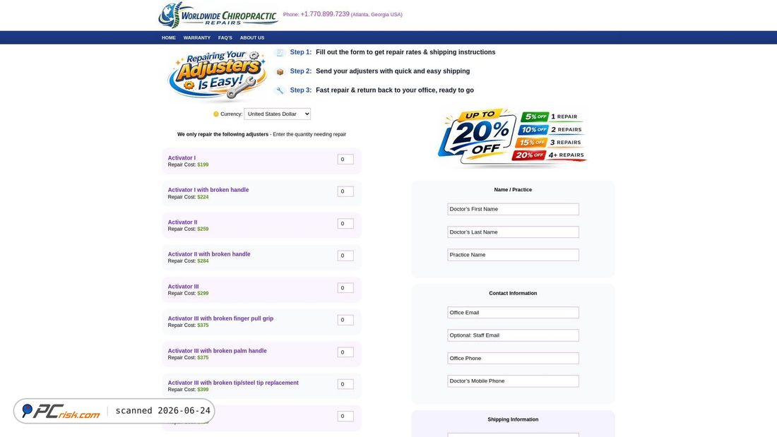 Screenshot of chirorepairs.com
