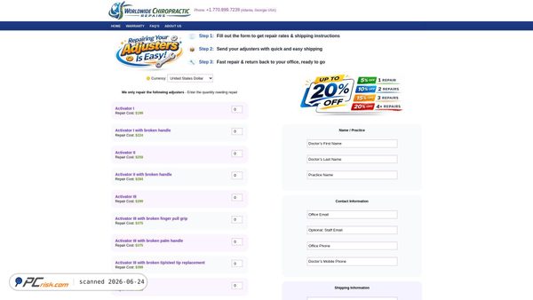 chirorepairs.com screenshot