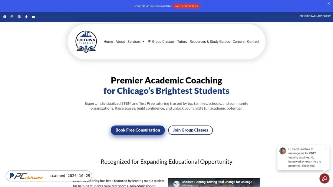 Screenshot of chitowntutoring.com