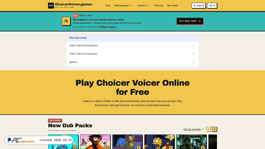 Screenshot of choicervoicer.games