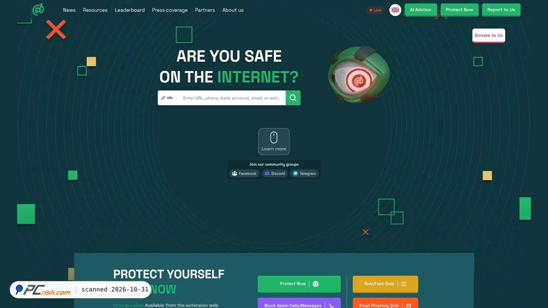 Screenshot of chongluadao.vn