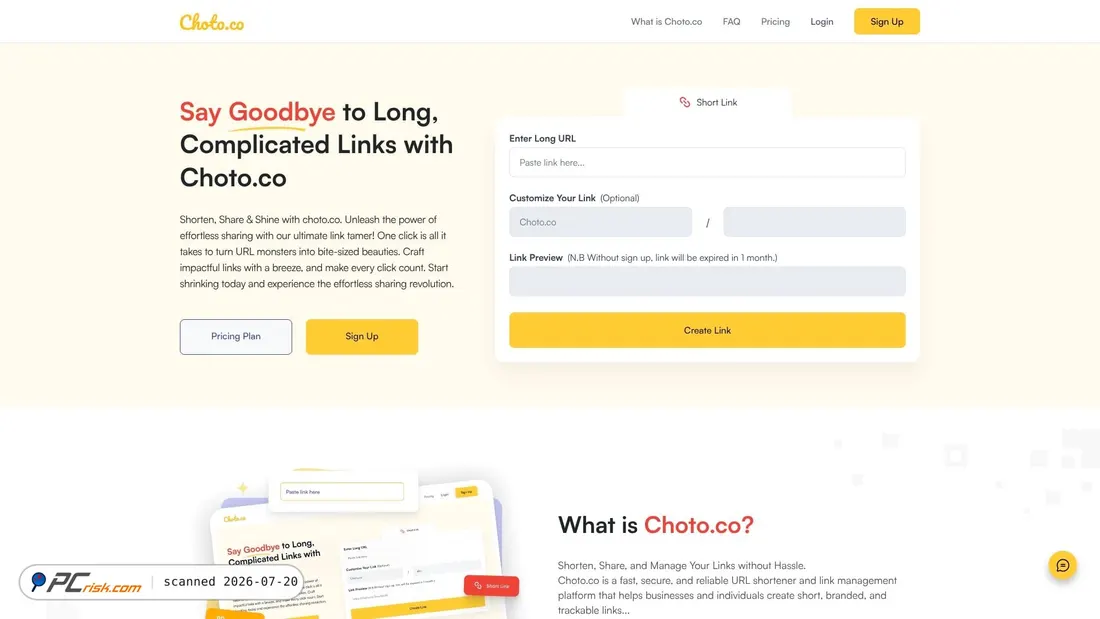 Screenshot of choto.co