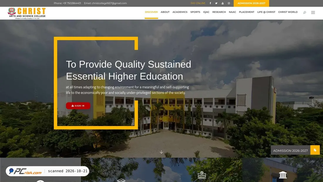 Screenshot of christcollegekilachery.com