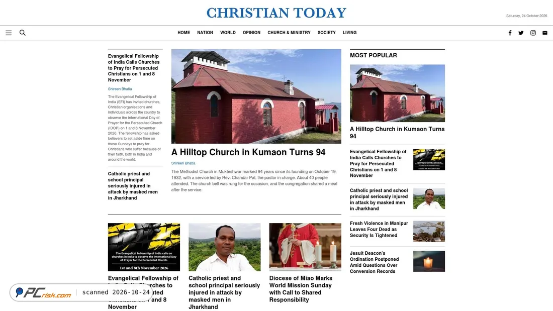 Screenshot di christiantoday.co.in