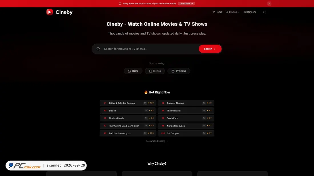 Screenshot di cineby.ws