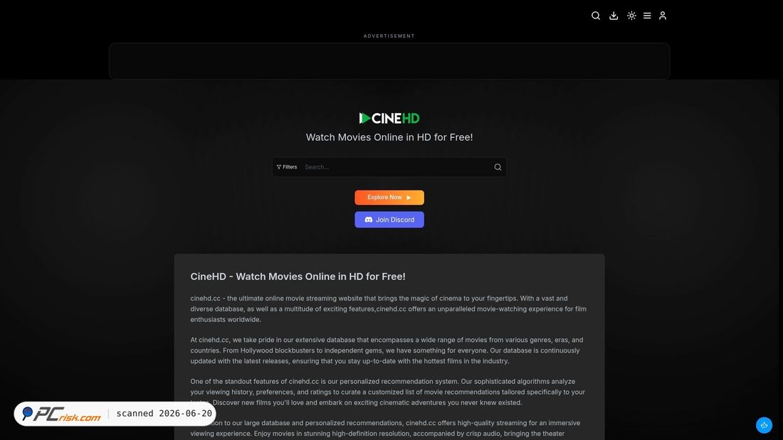 Screenshot of cinehd.app