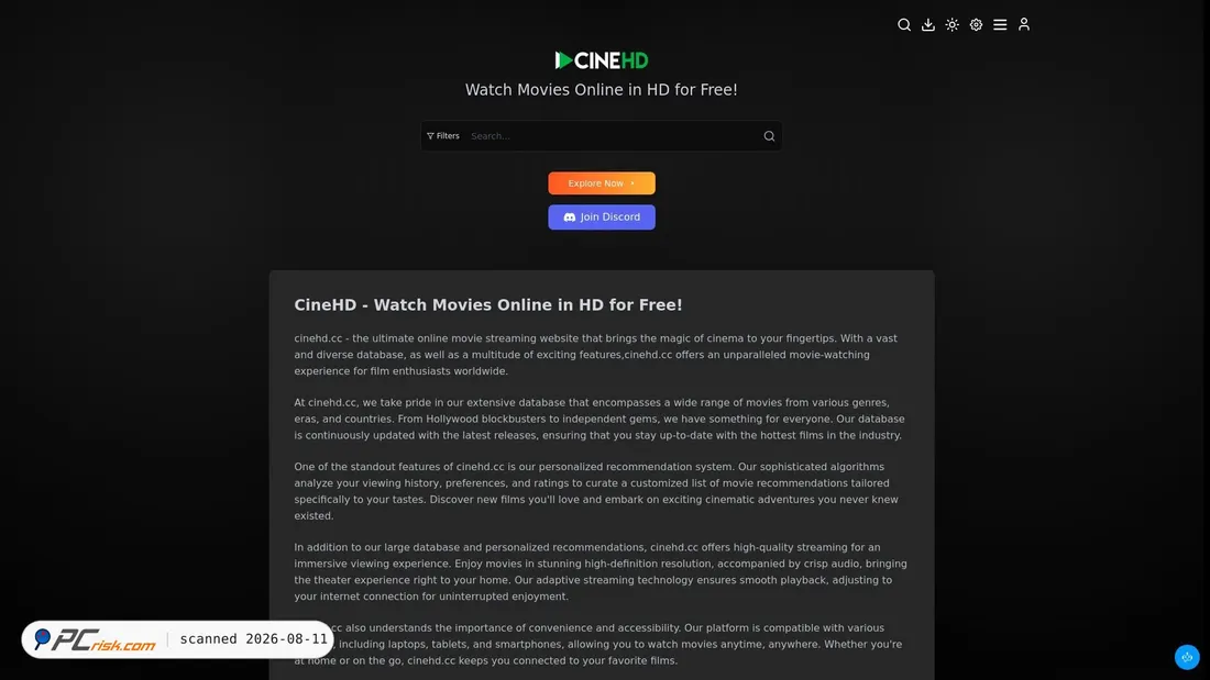 Screenshot of cinehd.vc