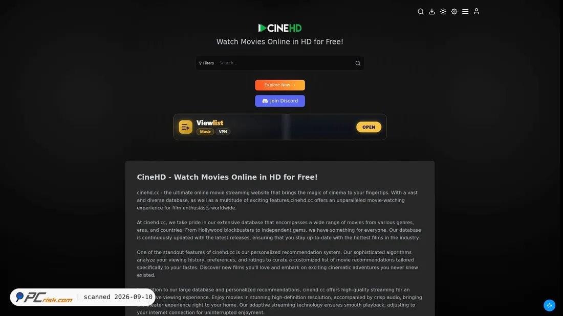 Screenshot of cinehd.vc