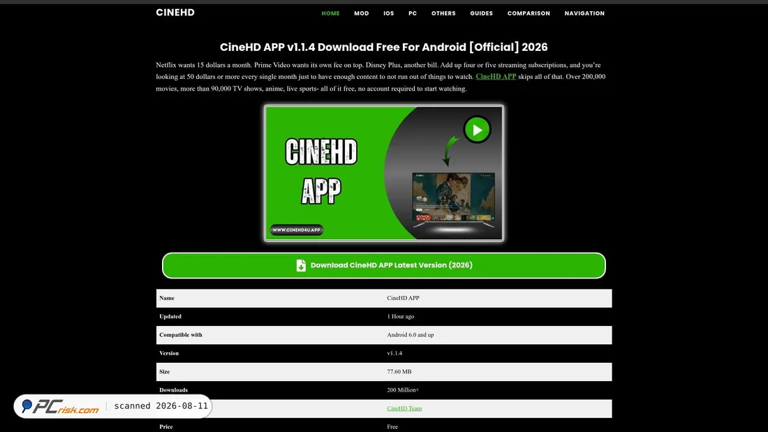 Screenshot of cinehd4u.app