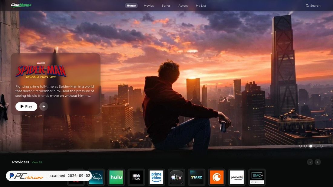 Captura de ecrã de cinehype.net