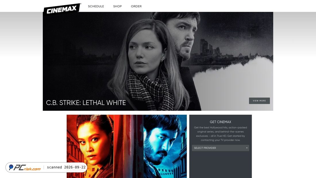 Captura de ecrã de cinemax.com