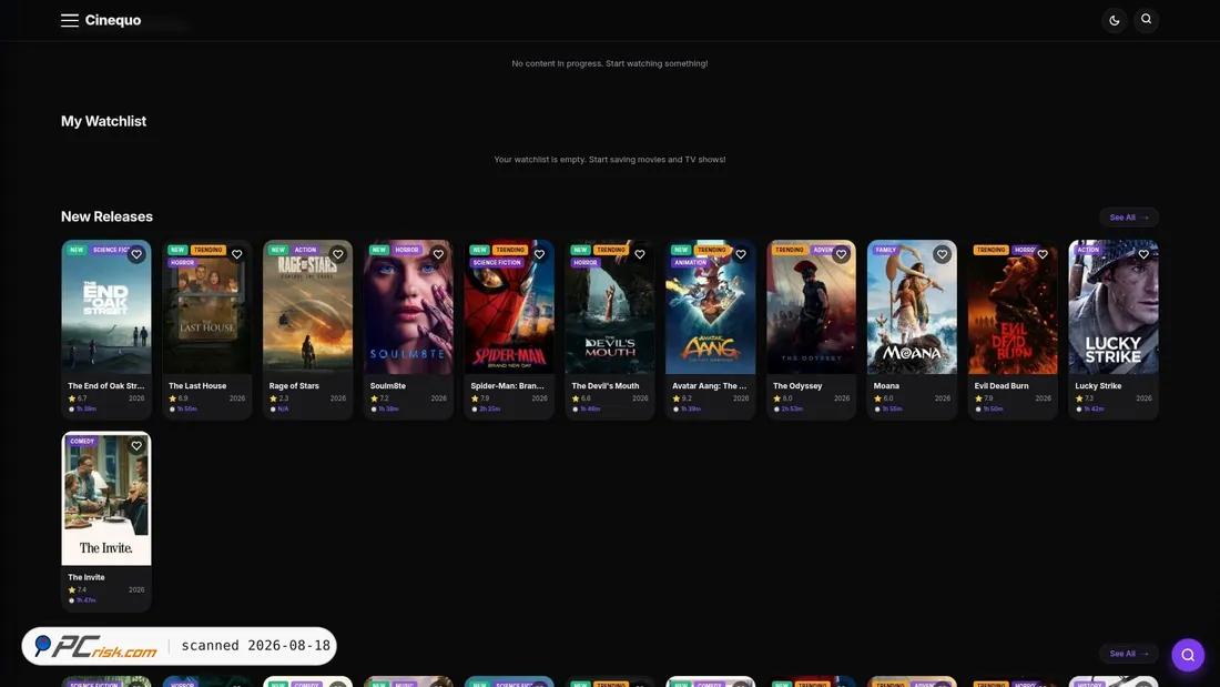 Screenshot of cinequo.site