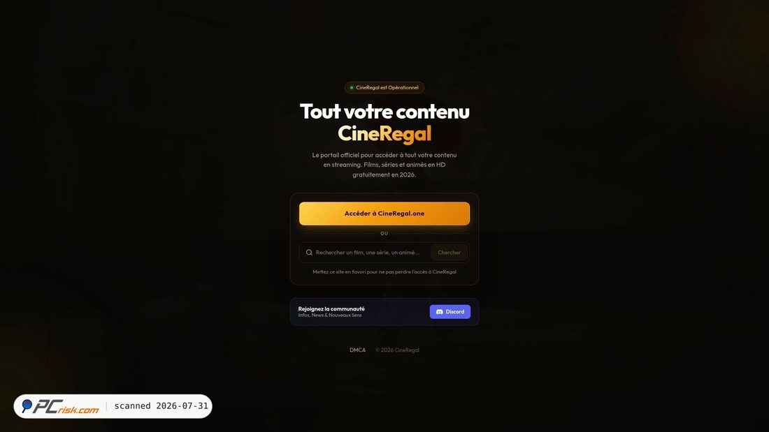Screenshot of cineregal.live