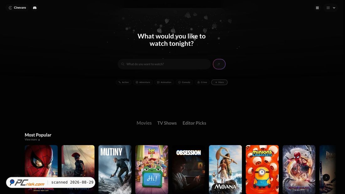 Zrzut ekranu cinevaro.app