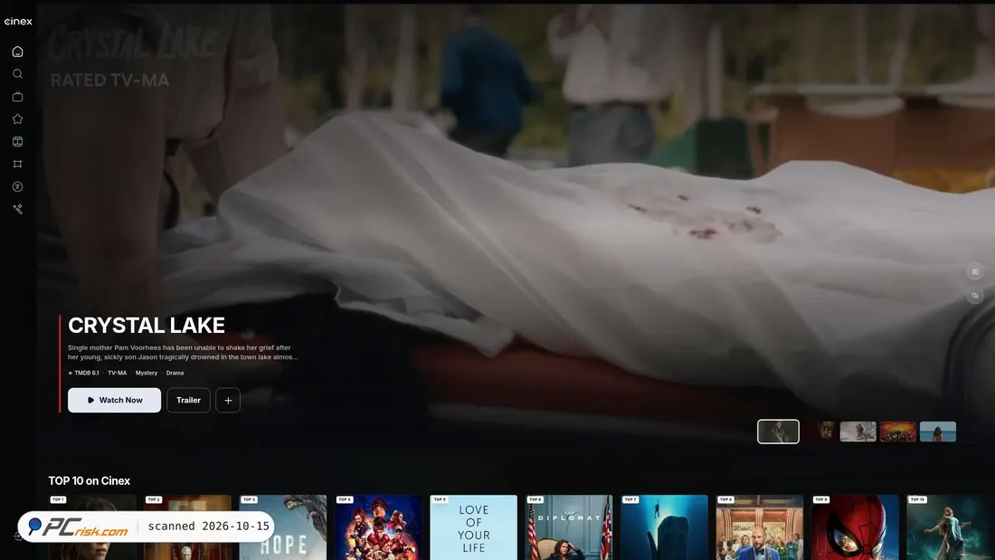 Screenshot van cinex.lol