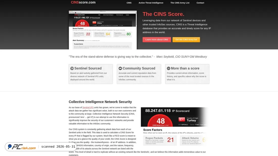 Screenshot von cinsscore.com