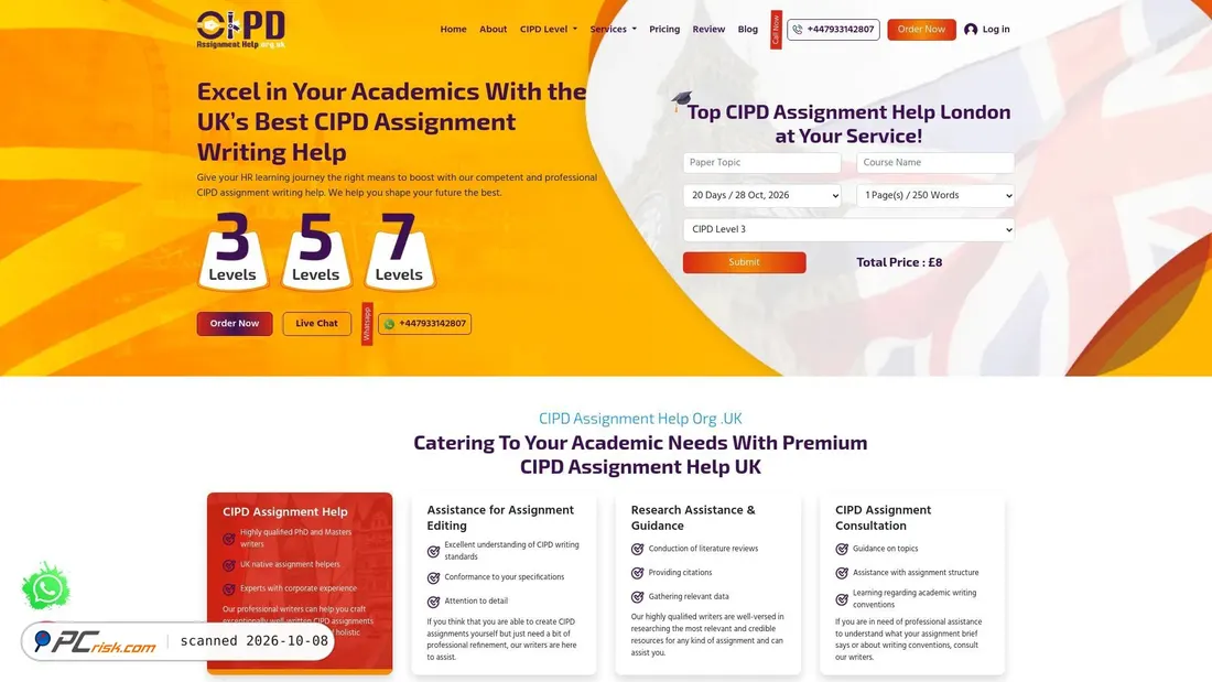 Screenshot of cipdassignmenthelp.org.uk
