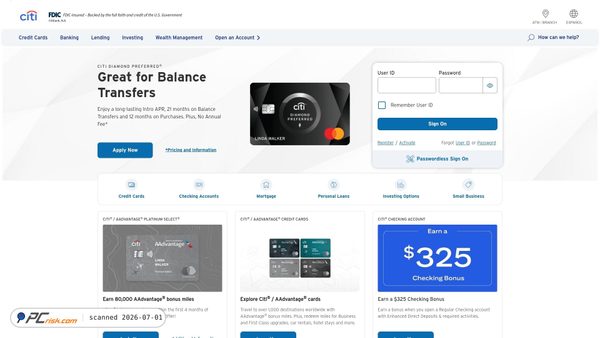 citi.com screenshot