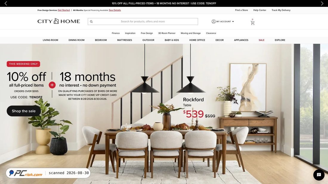Screenshot von cityfurniture.com