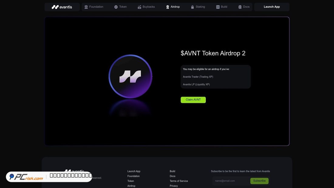 Screenshot of claim.avantishub.org