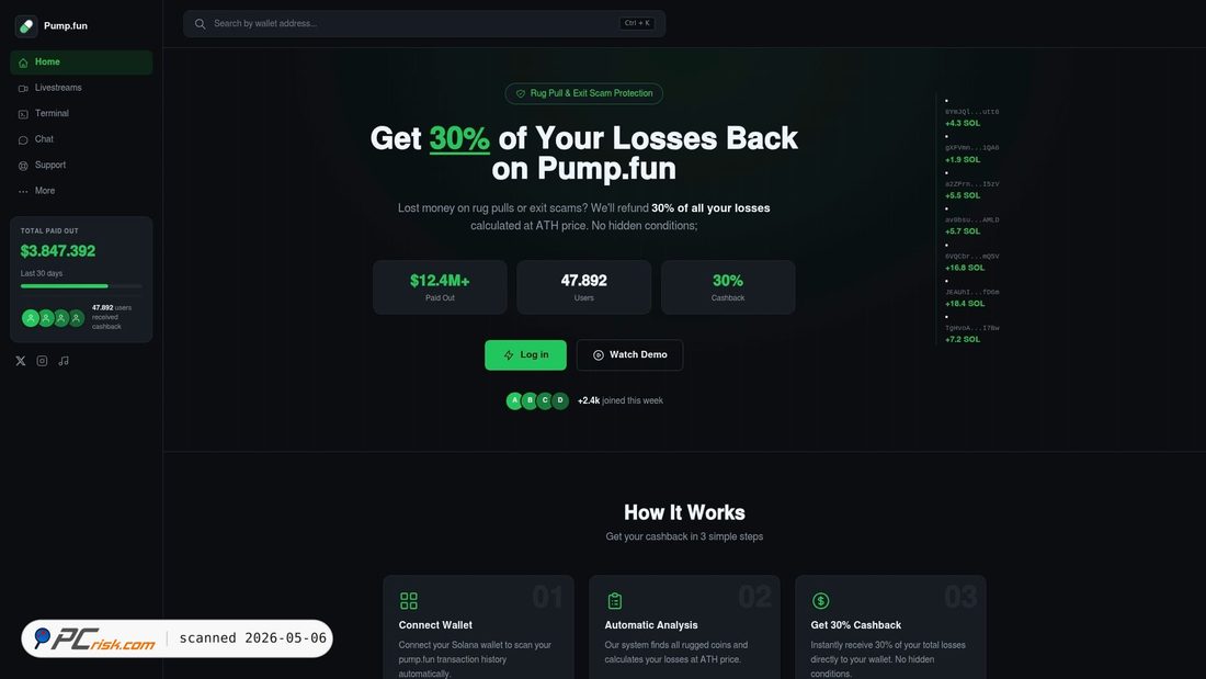 Screenshot of claimfee-pump.fun